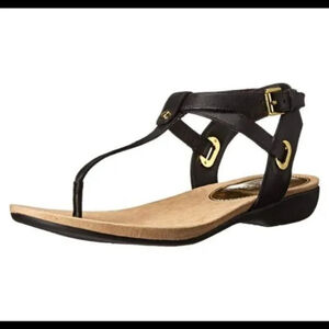 Ralph Lauren Kiana Leather Thong Sandals Black Size 7B